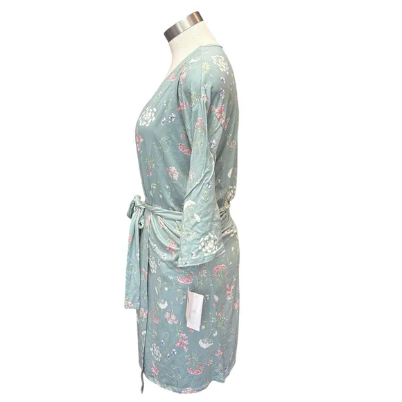 NWT Flora Nikrooz Anthropologie Women's Robe & Cami Sage Green Floral Sz. L - Picture 5 of 16